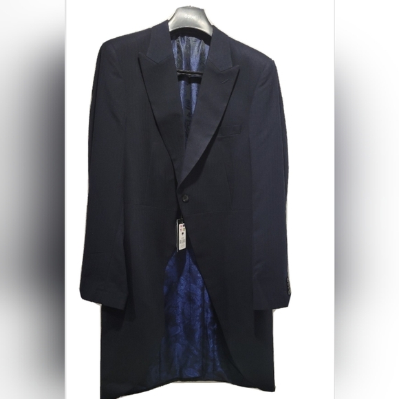 Dobell Navy Herringbone Morning Tailcoat SZ 46R - Picture 3 of 9
